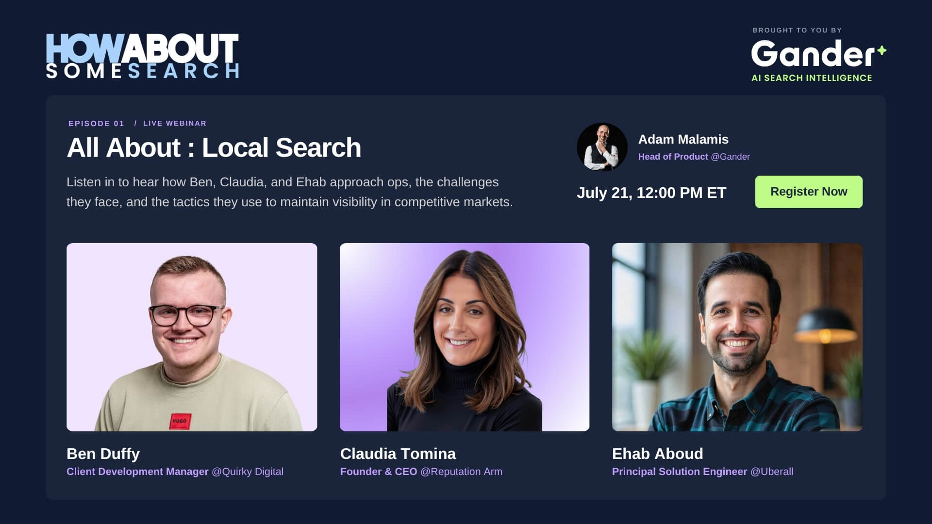 All About: Local Search webinar with Adam Malamis, Ben Duffy, Claudia Tomina, and Ehab Aboud